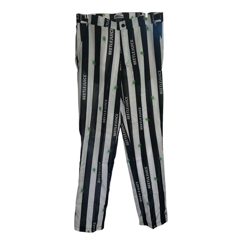 NEW Offstream Mens Beetlejuice Suit Black White Stripe Green Spiders Sz S 34-36 - Picture 6 of 12